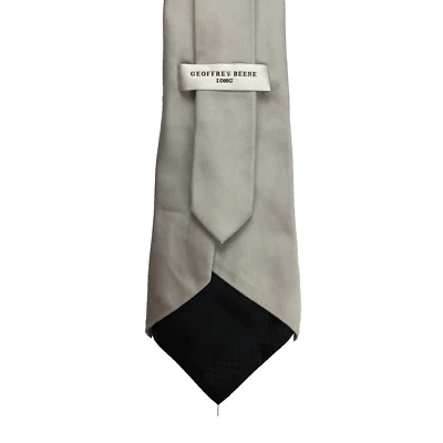 Corbata Larga Geoffrey Beene Para Hombre 100% Seda Gris Plata Elegante Trabajo Profesional Foto 1 de 4