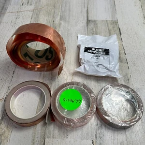 3 Rolls Copper Foil S-14677 1 ULINE Kapton Tape S-7596 & 2" Copper Flashing Roll - Picture 1 of 12