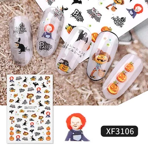 Nail Art 3D Decal Stickers Happy Halloween funny pumpkin witch ghost eyes XF3106 - Picture 1 of 2