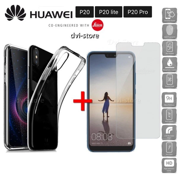 Cover per Huawei P20 / Lite / Pro CUSTODIA in TPU + Pellicola Vetro Temperato - Immagine 1 di 1