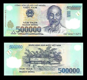 1 Million Vietnam Dong = 2 x 500,000 UNC Vietnamese Banknotes! - Picture 1 of 3