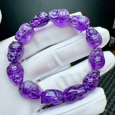 Pulsera de cuentas de cristal tortuga dragón amatista púrpura natural 11,4*15,4*8,5 mm AAA Foto 1 de 4