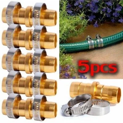 Conector acoplador reparador reparación manguera jardín 5 piezas 5/8" 3/4" con abrazadera de acero inoxidable Foto 1 de 4