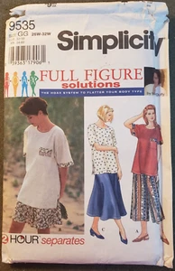 Simplicity 9535 Womens Skirt Skirt & Top Size 26W 28W 30W 32W Pull On (C6B5).... - Picture 1 of 7