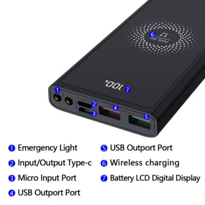 Qi Wireless Power Bank 900000mAh Backup Fast Portable Charger External Battery - Image 1 of 4