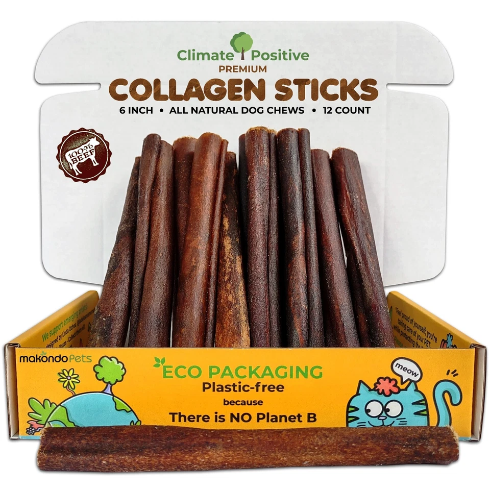 Collagen Sticks 100% Natural Beef Premium Dog Chews  6” 12Pcs Zero Fillers - Image 1 of 4