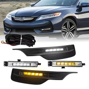 Front Turn signal LED Fog Lights Lamps Dual color For 2016-2017 Honda Accord 16 - Picture 1 of 10
