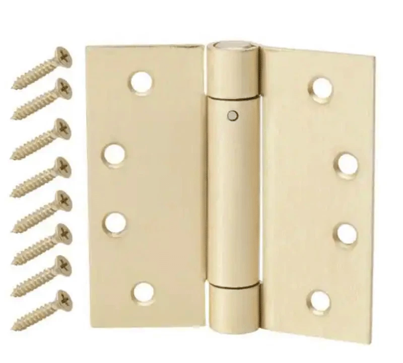 Everbilt 290807 4" Square Satin Brass Adjustable Spring Door Hinge Commercial