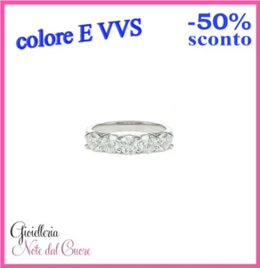 ANELLO RIVIERA VERETTA IN ORO BIANCO CON DIAMANTI NATURALI E VVS 0.60 CARATI - Foto 1 di 4