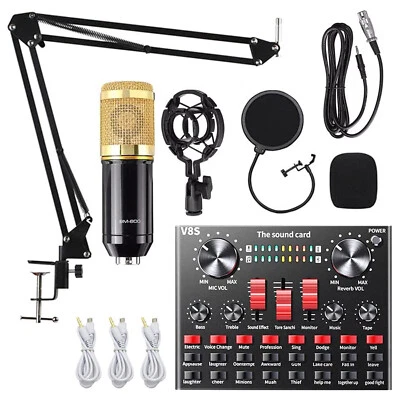 Home Studio Recording Kit Podcast Music Mixer Equipment Condenser Microphone Set - Image 1 of 4