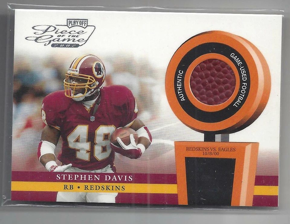 Stephen Davis 2002 Playoff Authentic Game Used Football Card # POG-46 - Image 1 of 1