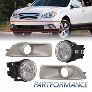 For 2010 2011 2012 Subaru Outback Front Fog Lights Silver Bezel Cover Pair - Picture 1 of 12