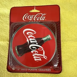COKE COASTERS COCA COLA BOTTLE QTY 4 4" DECO PLASTIC CONIMAR NOS NEW SEALED. - Picture 1 of 2
