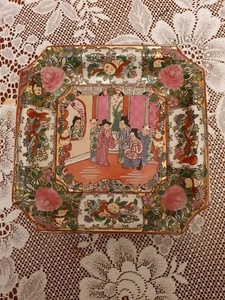 Rare Antique Hand Painted In Enamels Chinese Famille Rose Plate With Quinlong... - Picture 1 of 7