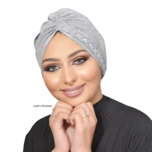 Turban Braided glitter fabric turban , sparkling turban , women turban - Picture 1 of 15