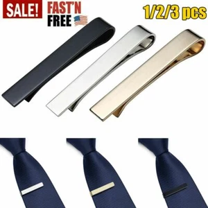 Herren Metall einfache Krawatte Krawattennadel Verschluss Clip Klemme Pin Party Hochzeit - Bild 1 von 15