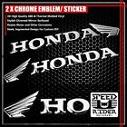 Pair 6.25" 3D Abs Honda Wing Logo Emblem Decal+Letter Sticker Chrome Silver