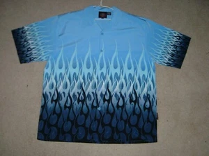 Libelle blau mit Hot Rod Flammen Kurzarm Hemd mit Knopfleiste Gr. Herren XXL - Bild 1 von 2