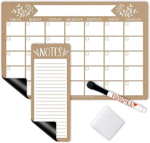 Hadley Designs Rustic Magnetic Calendar and Dry Erase Board for Refrigerator-... - Picture 1 of 9