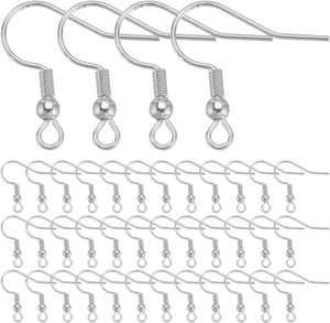 1 Box 100Pcs 925 Sterling Silver Plated Stainless Steel Earring Hooks Fish Hook - Picture 1 of 12