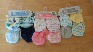 Nuevo paquete de 4 guantes Cribmates, 100% algodón, rosa, azul o neutro, baby shower - Imagen 1 de 4