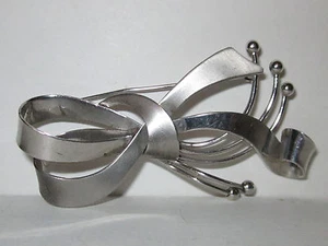 Vintage Sterling Silver Ribbon Bow Brooch By Binder Brothers - Picture 1 of 9