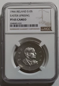 IRELAND 1966 SILVER 10 SHILLINGS NGC PF65 CAMEO - Picture 1 of 2