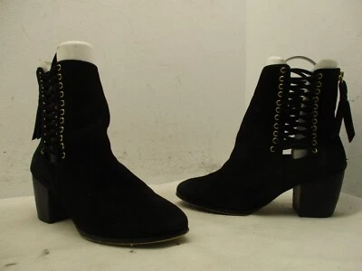 Botas de moda Cynthia Vincent negras de gamuza con cremallera al tobillo para mujer talla 7,5 M Foto 1 de 4