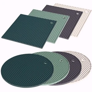 Silicone Pan Mat Trivet Heat Resistant Honeycomb Kitchen Hot Mat Round Square - Picture 1 of 25