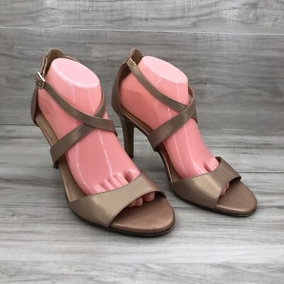 Sandalias de tacón naturalizador para mujer 10W cuero dorado rosa hebilla zapatos con tiras Foto 1 de 4