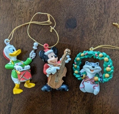 Vintage Walt Disney World Christmas Ornaments Lot of 3 Mickey Mouse Donald Duck - Image 1 of 4