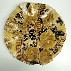 New Display Decorative Plate Candle Trinket Textured Scalloped Edge Floral 10" - Picture 1 of 8