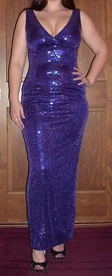 Sz 2 Purple Sequin Full Length  Formal Prom Wedding Special Occasion Dress - Image 1 of 2
