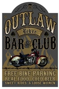 Outlaw Biker Bar and Club 3D Pub Wall Sign - Picture 1 of 1