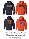 Chicago Bears Text Football Pullover Hoodie with Custom Name Next Day Ship!