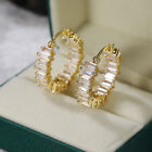 925 Silver Filled,gold Hoop Earring Women Luxury Cubic Zircon Wedding Jewelry