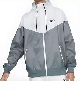 Giacca a vento Nike uomo Windrunner felpa con cappuccio zip intera grigio bianco DA0001-084 - Foto 1 di 3