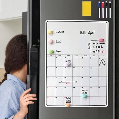 Magnetic Fridge Calendar Whiteboard Monthly Weekly Meal Planner Notes DRY WIPE - Image 1 of 4