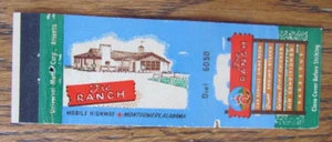 MONTGOMERY, ALABAMA MATCHBOOK COVER: RANCH RESTAURANTE AÑOS 50 MATCHCOVER -D - Imagen 1 de 2