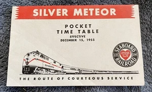 Seaboard Railroad Silver Meteor Pocket Timetable December 15, 1955 - Picture 1 of 4