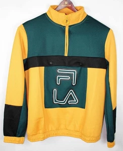 Fila Herren 1/4 Zip Jacke L Anorak Pullover Langarm Sweatshirt Sweater Gold - Bild 1 von 7