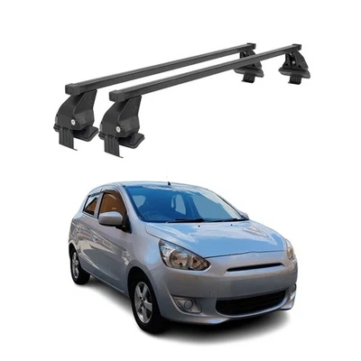 Racks de teto liso barras transversais transportadoras para Mitsubishi Mirage 2014-2024 preto 2 peças - Imagem 1 de 4