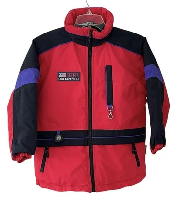 Chaqueta Obermeyer Thin Air I-GROW Niños Preescolar Talla 8 Rojo Negro Cremallera Completa con Capucha Foto 1 de 4