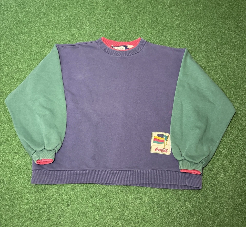 Sudadera De Colección Años 80 90 Coca Cola Coca Cola Soda Pop Promo S/M Cuadrada Cuello Redondo  Foto 1 de 4