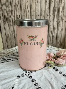 Antiker 50er Jahre rosa Mehlkanister rosa Rosen Landhausstil #13 - Bild 1 von 5