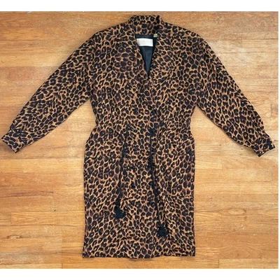 Dana Buchman Dress Size 8 NEW Silk Leopard Print Wrap Dress Double Breasted - Image 1 of 4