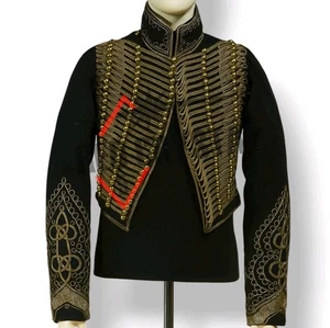 Navy Blue Wool Hussar Jacket: Napoleonic Military Officer Uniform - Picture 1 of 10