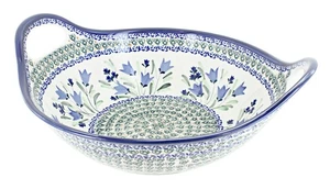 Blue Rose Polish Pottery Blue Tulip Deep Bowl with Handles - Picture 1 of 1