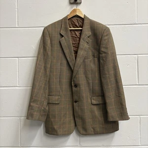 Brook Taverner Wool Blend Check Blazer 44R Brown Tweed Houndstooth Jacket - Picture 1 of 11