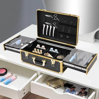 Caixa de ferramentas para barbeiro estojo organizador estojo de transporte para barbeiro com fechaduras e chaves - Imagem 1 de 4